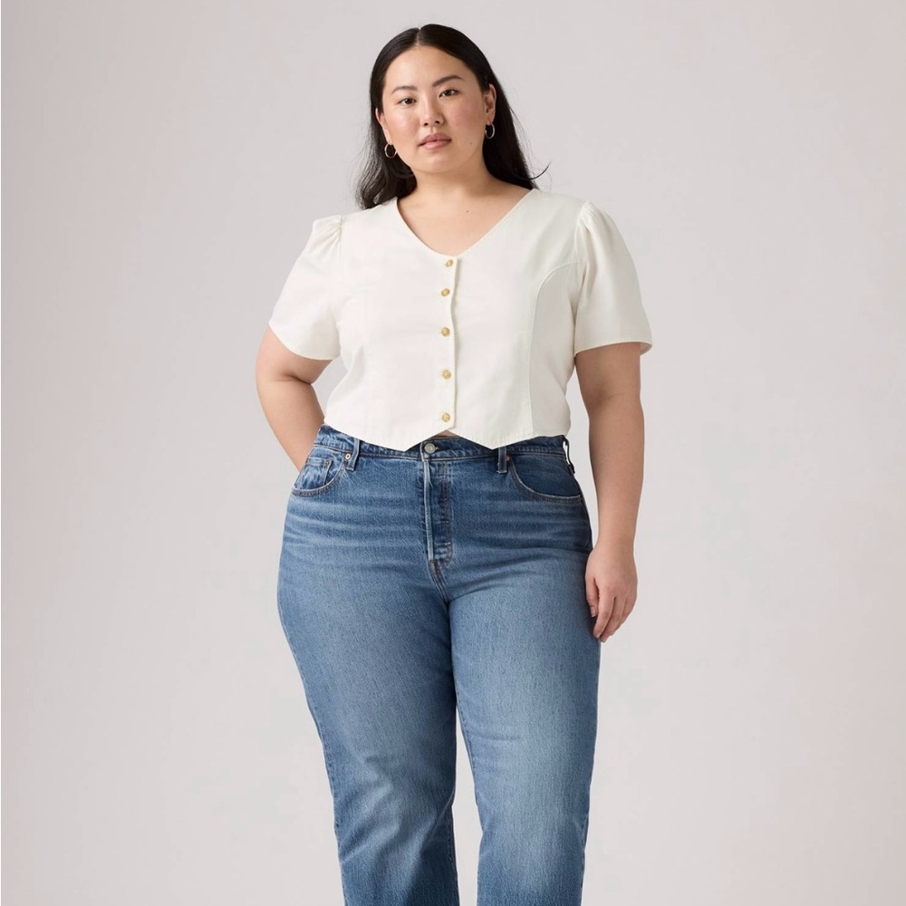 Levi's 501 Blue Straight Leg Jeans with Classic Fit ( Plus Size 18)